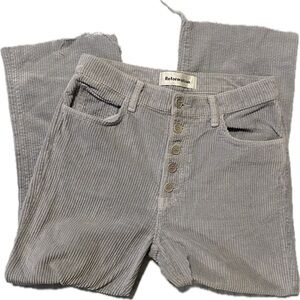 Reformation Light Gray Corduroy Button-Fly Pants